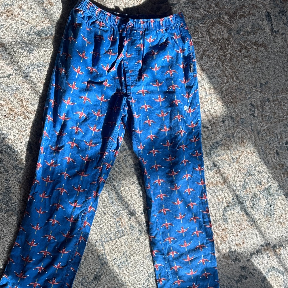 Eddie Bauer NWT Blue Pajama Pants with Red Pattern